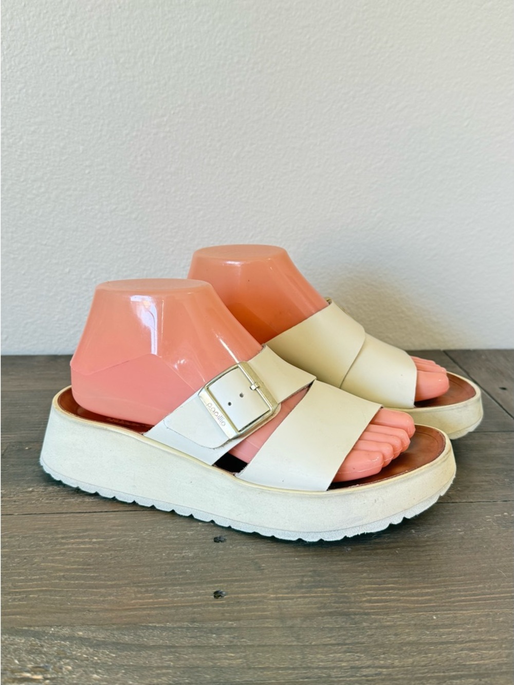 Papillio by Birkenstock Platform Sandals Neutral Cream Statement Minimal Size 37 - Picture 7 of 16